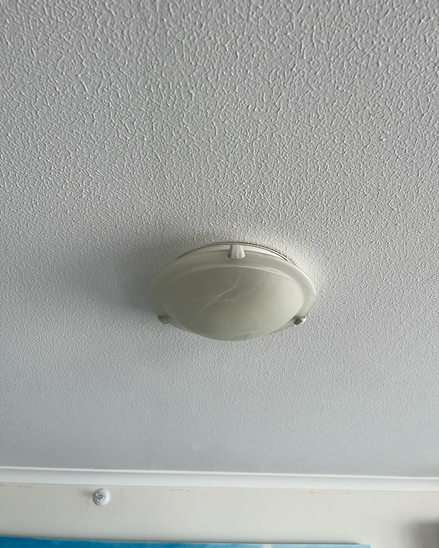 LED slimline oyster light on a white ceiling